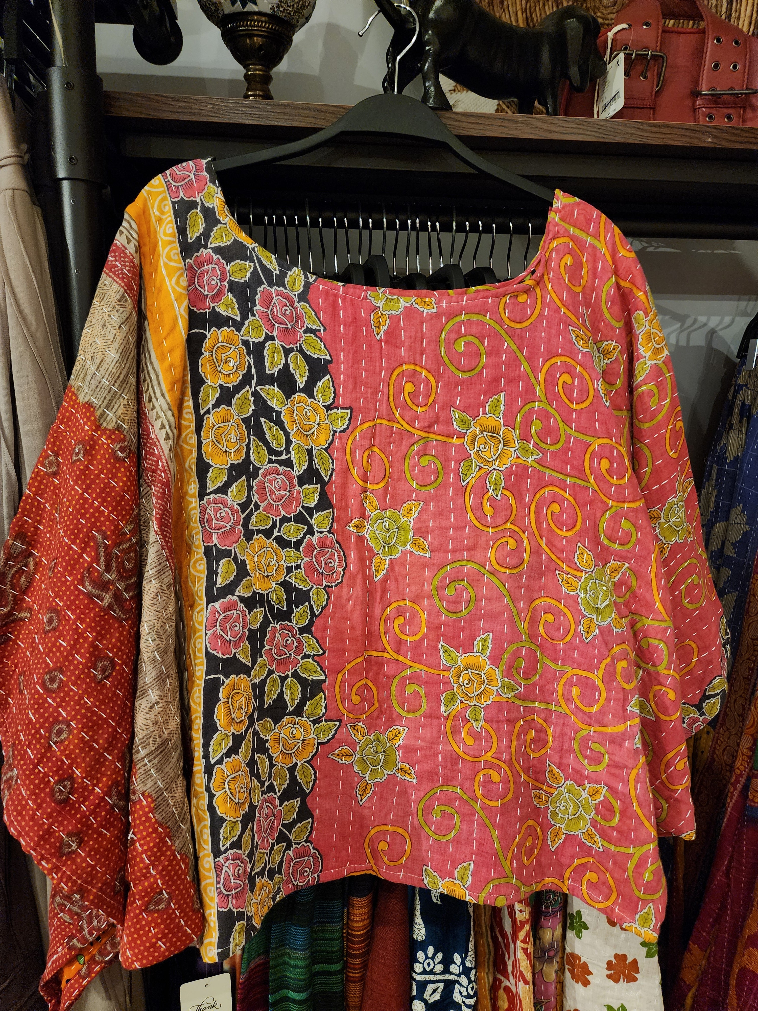 Wevez Kantha Coral Mustard Black Tunic