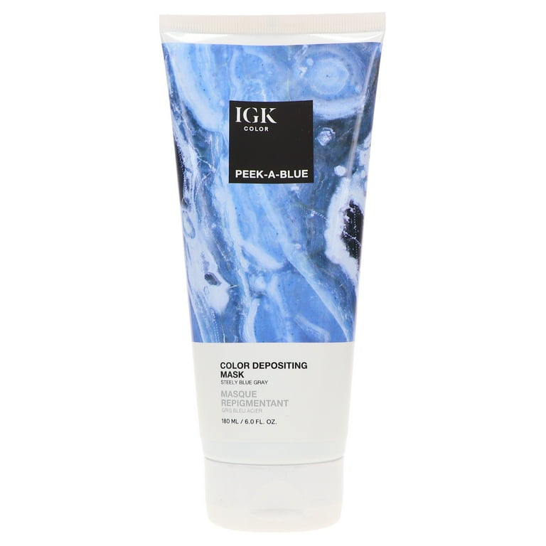 IGK Color Depositing Hair Mask Peek-A-Blue (Steely Blue Gray) 6 oz